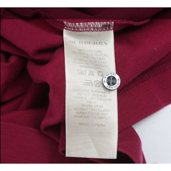 Burberry Brit Mens Small Oxford Check Trim Cotton Polo Shirt Classic Raspberry - Picture 5 of 5